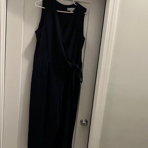 Emma & Michele Navy Sleeveless Wrap Jumpsuit